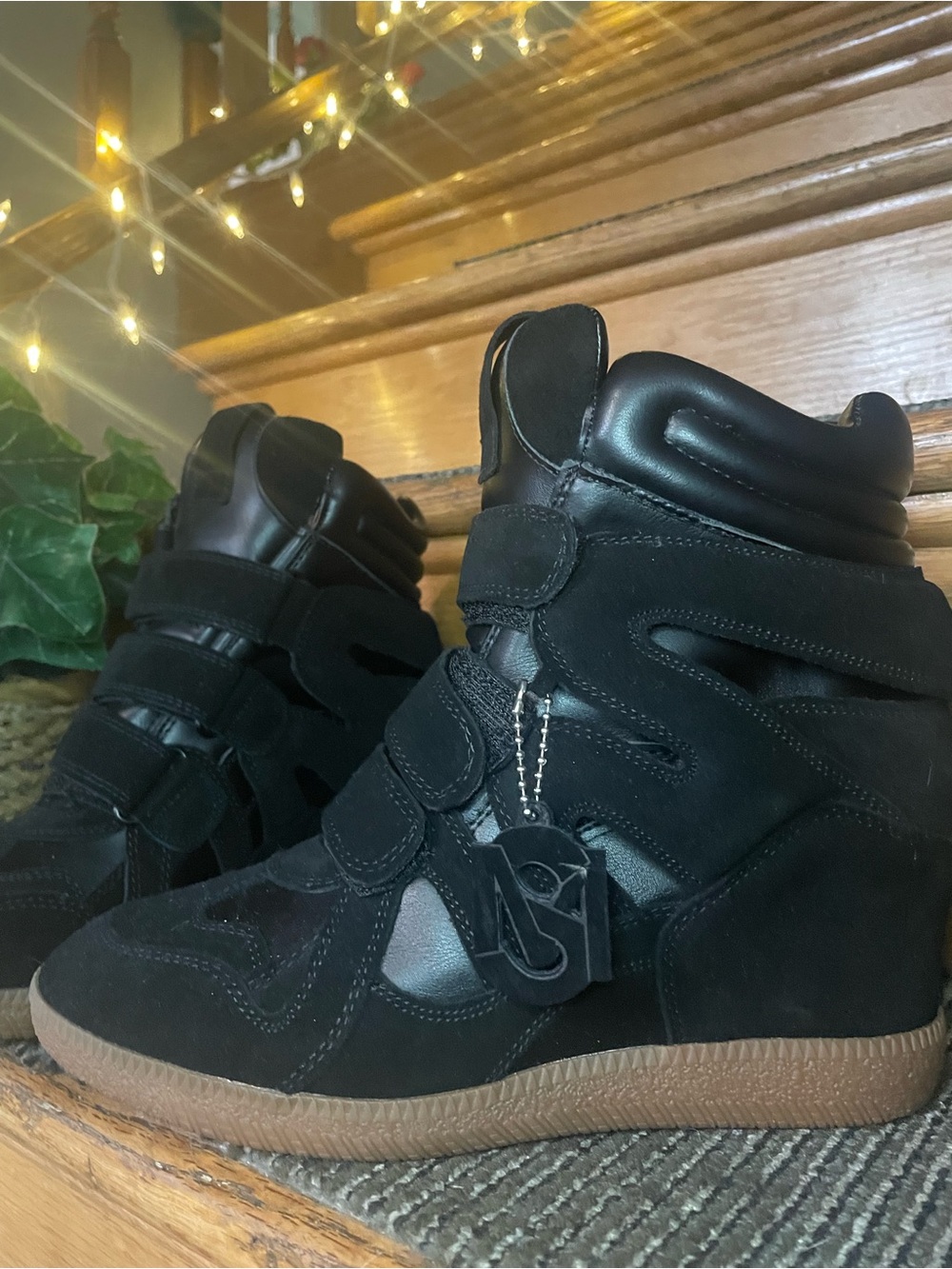 Steve Madden Black Wedge Sneakers